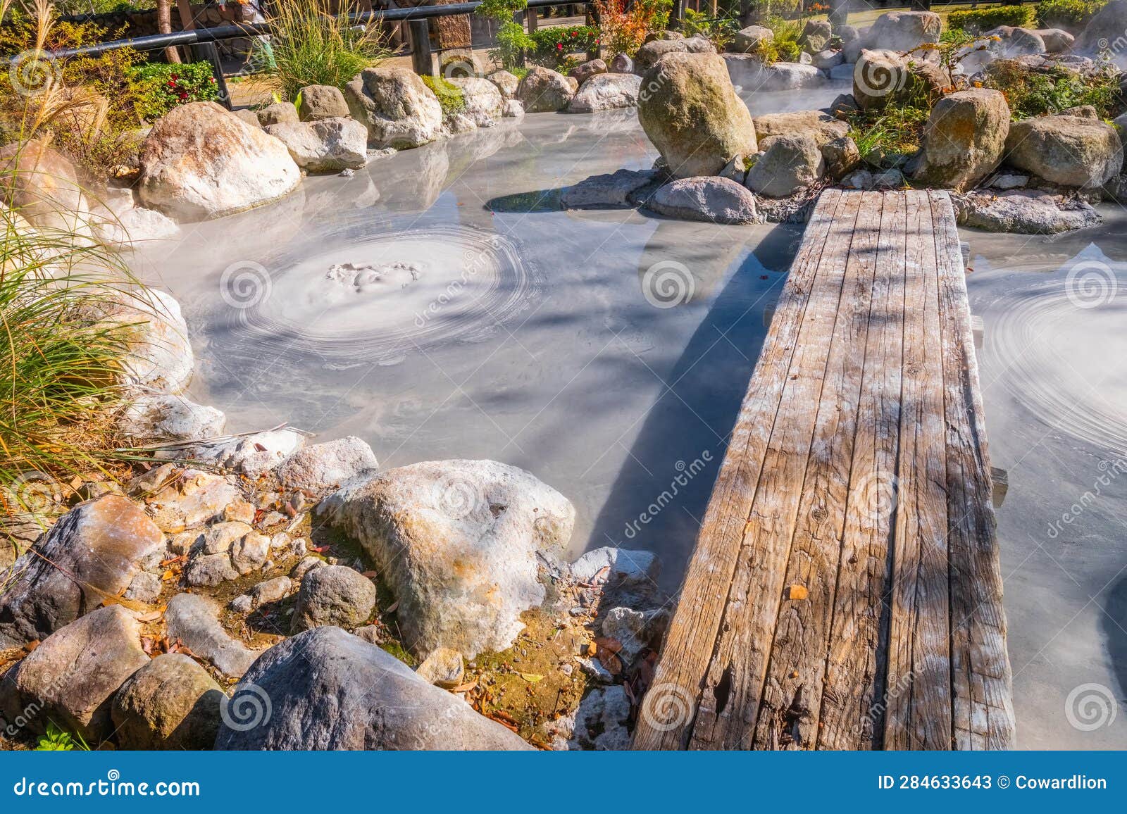 oniishibozu jigoku hot spring in beppu, oita. the town is famous for its onsen (hot springs). it has 8