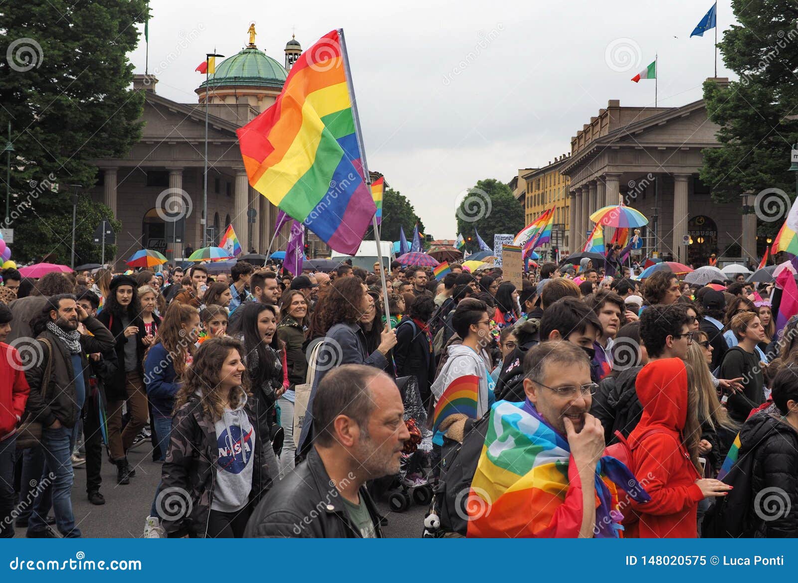 BERGAMO, Italy: 18 May 2019: Bergamo Pride Parade March in the Middle ...