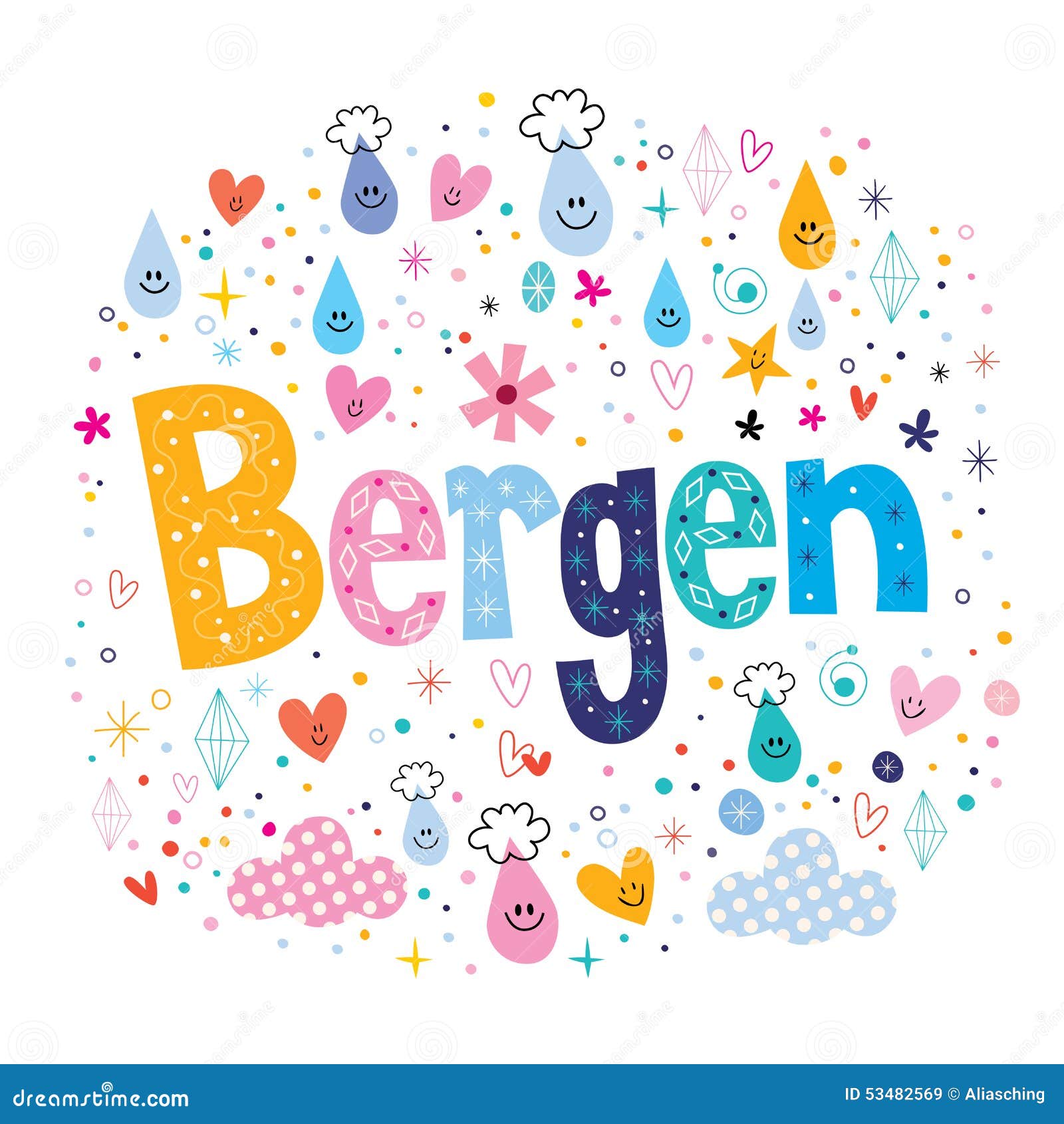 Bergen stock vector. Illustration of hordaland, drops 53482569