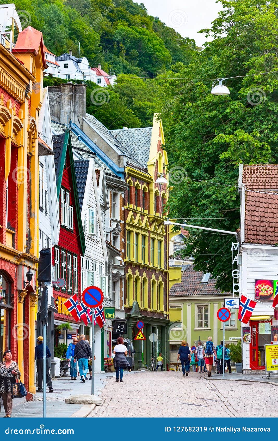 Bergen, Norway City Center View with Bryggen Editorial Stock Image ...