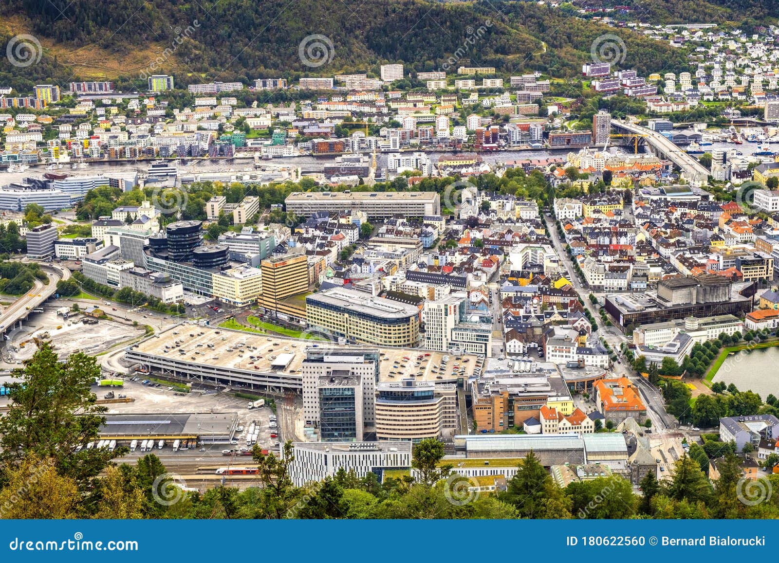 Bergen, Norway - Panoramic View of Bergen City Center Seen from Mount ...