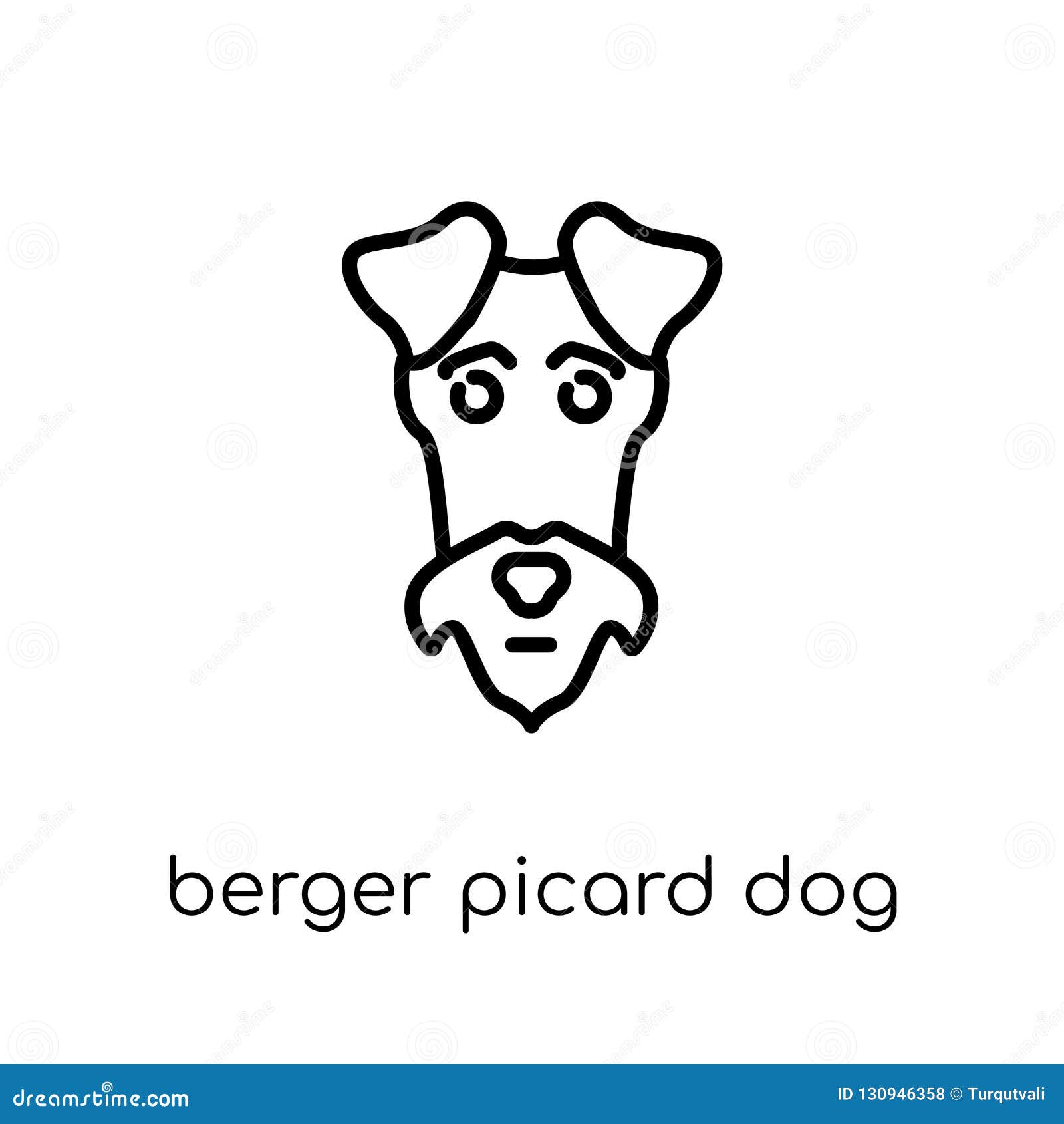 berger picard dog icon. trendy modern flat linear  berger