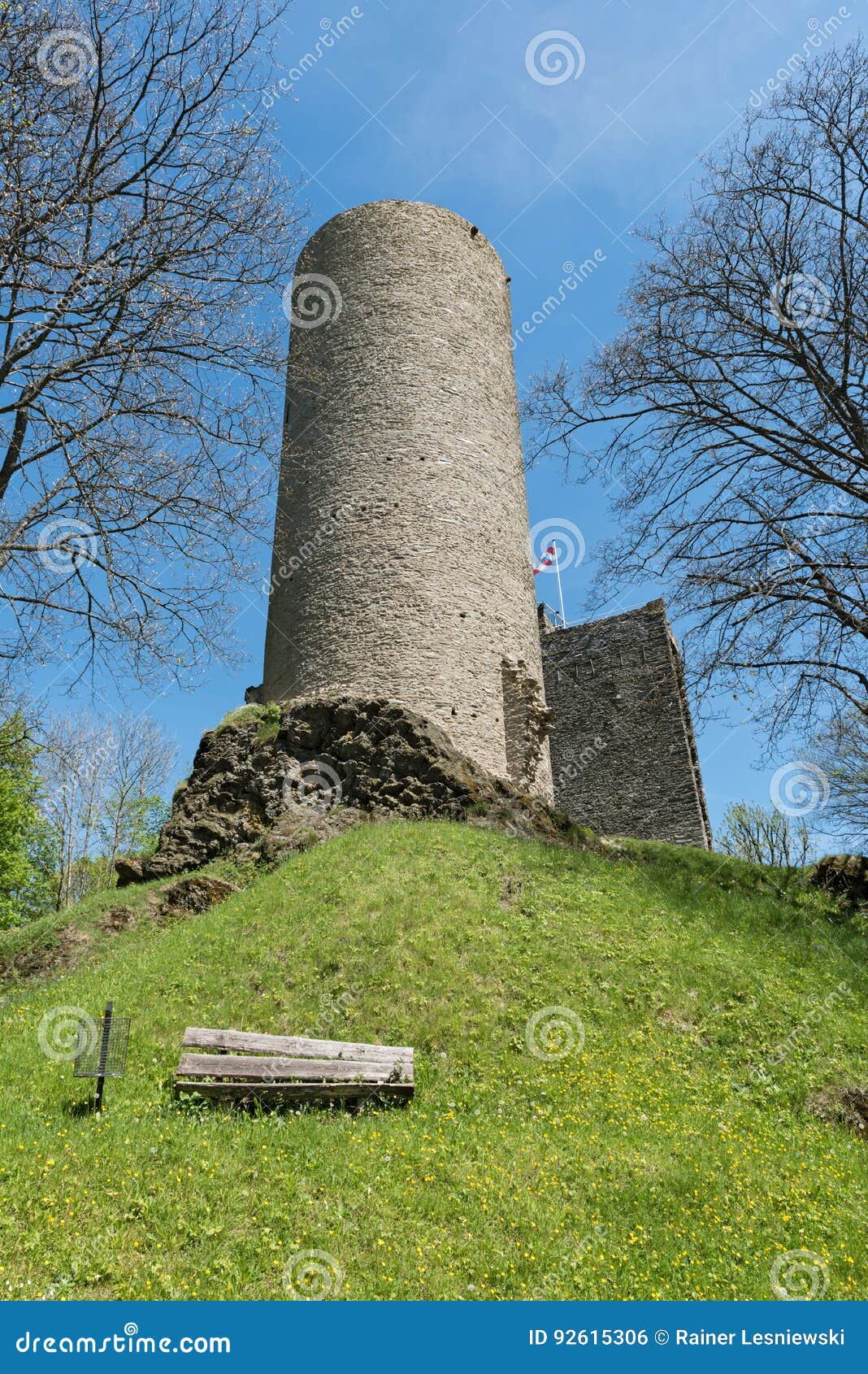 The Bergfried the Castle Ruin Reifenberg in the Taunus, Germany Stock