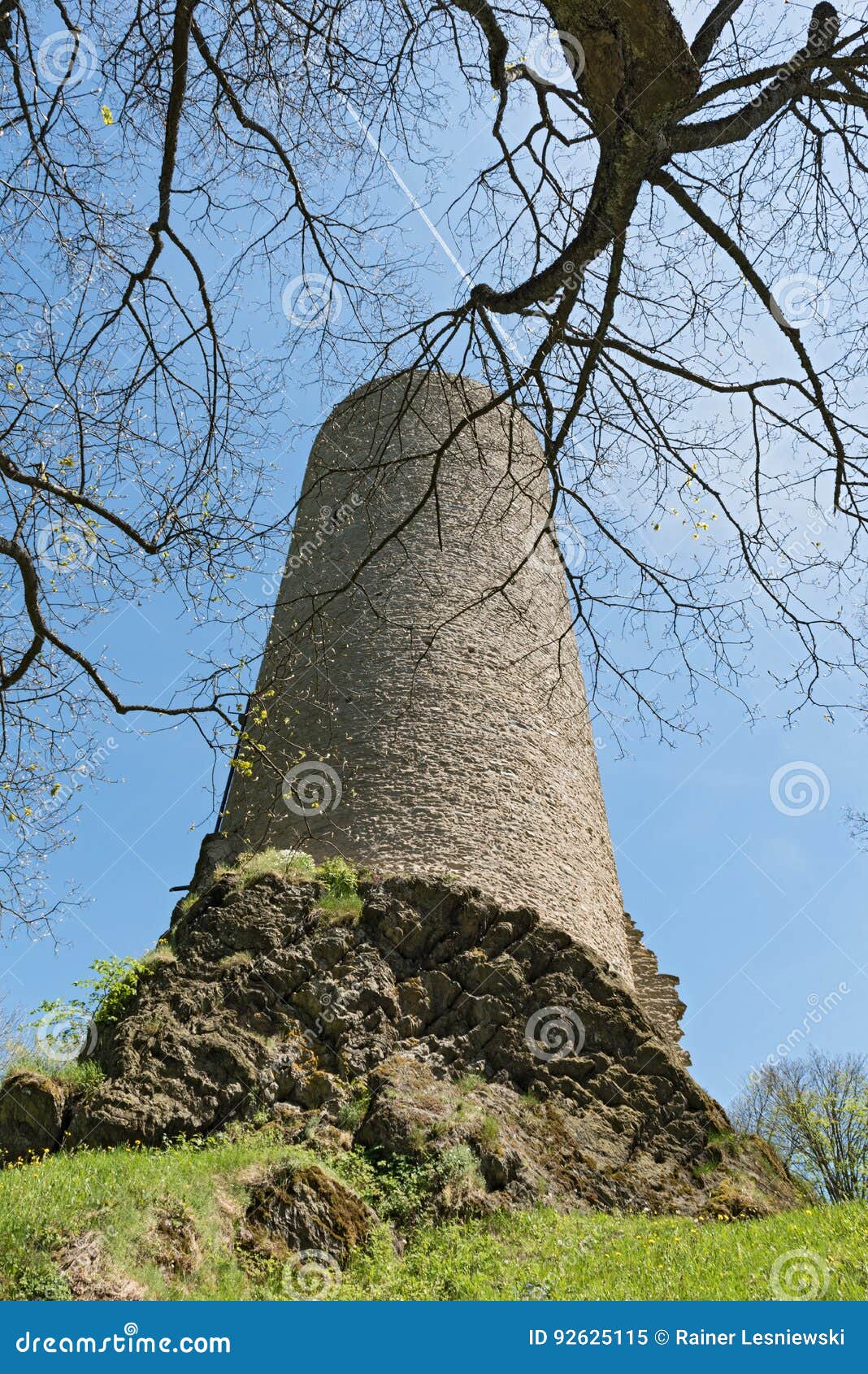 The Bergfried the Castle Ruin Reifenberg in the Taunus, Germany Stock