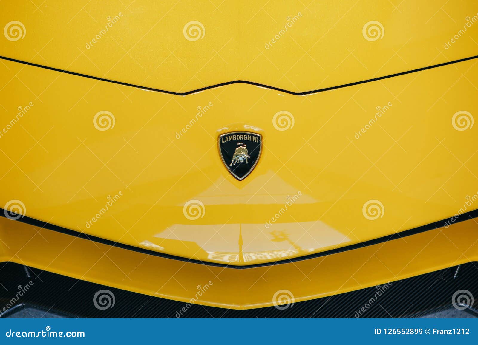 Close-up of the Emblem of Lamborghini Aventador Editorial Stock Image
