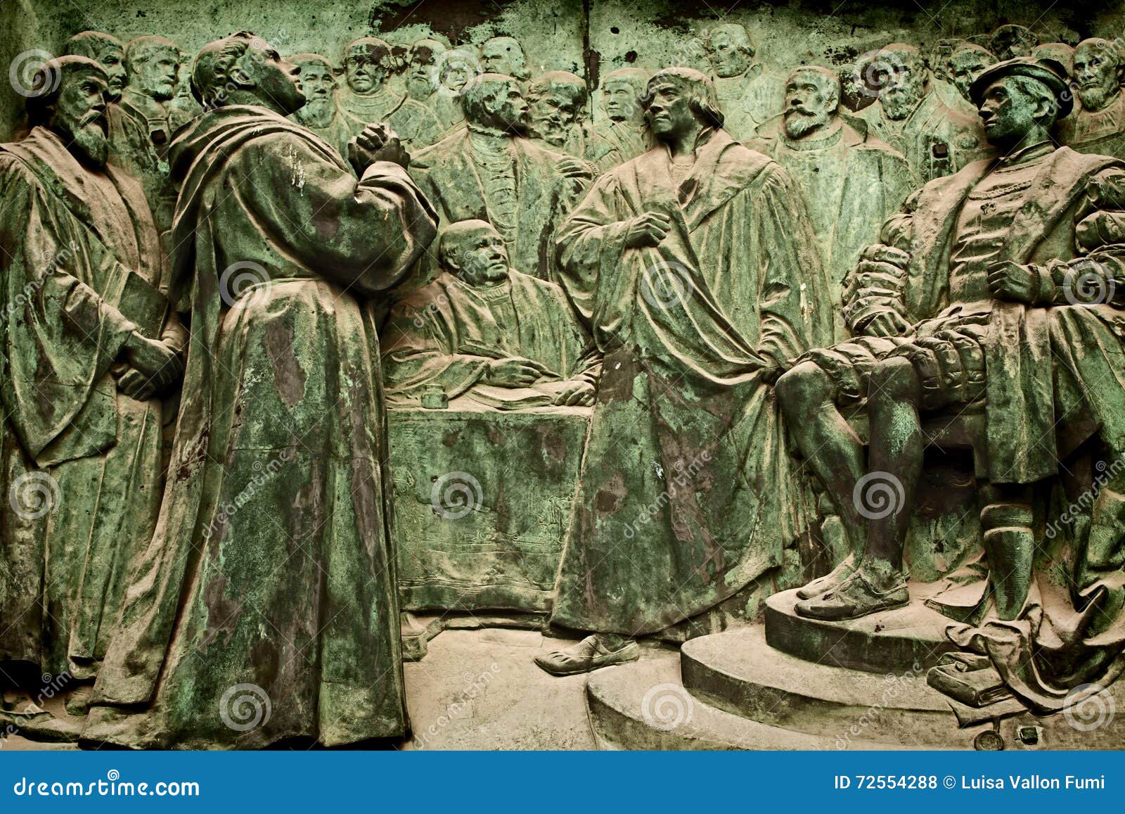 berlin cathedral, bronze bas-relief representing martin luther