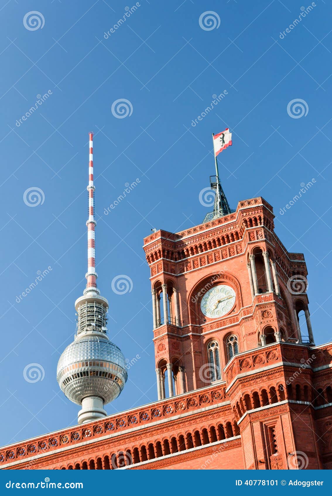 Berlin City Hall and Television Tower Stock Image - Image of center