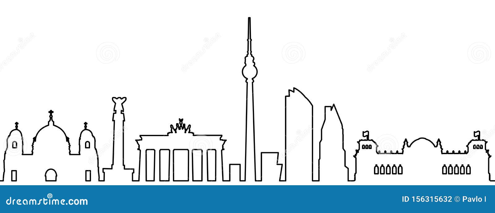 Berlin City Silhouette One Line - Stock Vector - Illustration of ...