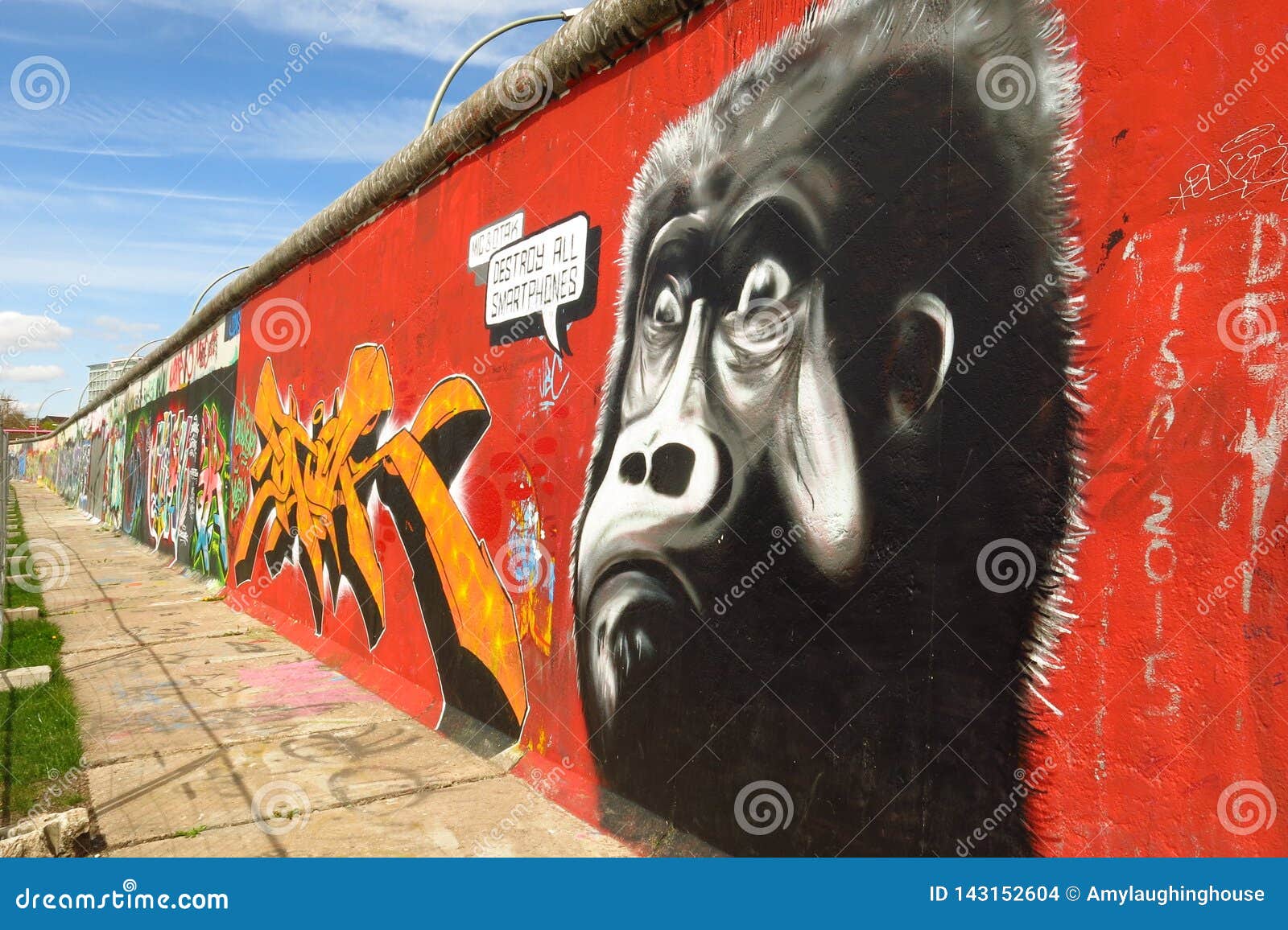 Berlin Wall East Side Gallery Gorilla Street Art Graffiti Mural Editorial Stock Image Image Of Funky Attraction 143152604