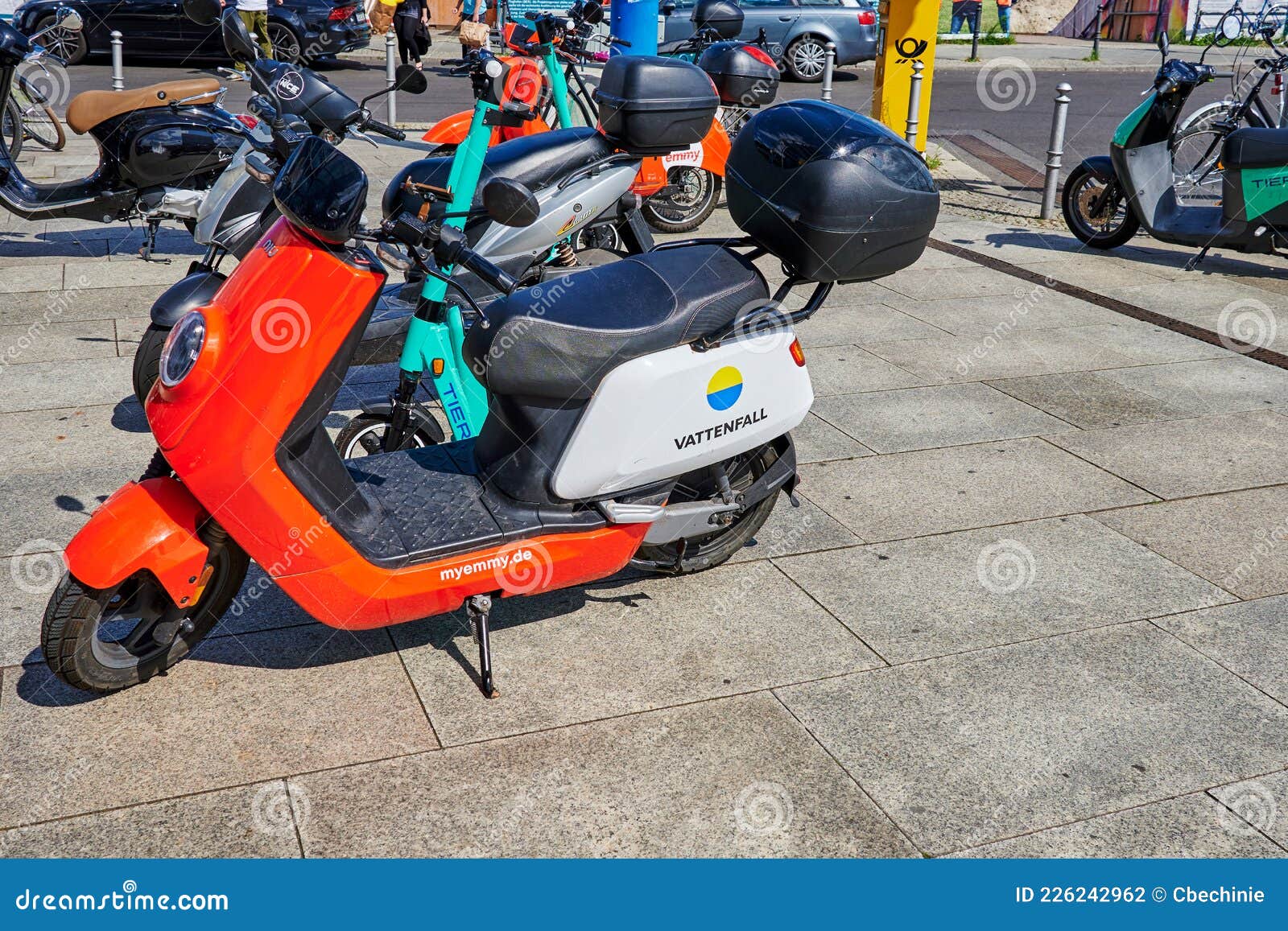 Moped With Electric Drive For Rent In Berlin Editorial Photography moped-with-electric-drive-for-rent-in-berlin-editorial-photography