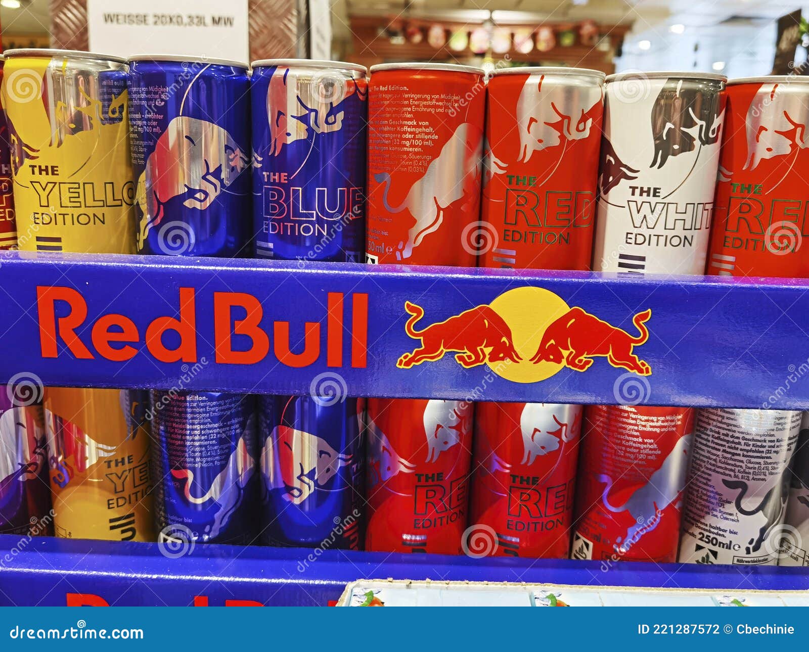 View To with Colorful Cans of the Energy Drink Red Bull Editorial Photography - Image of bull, 221287572