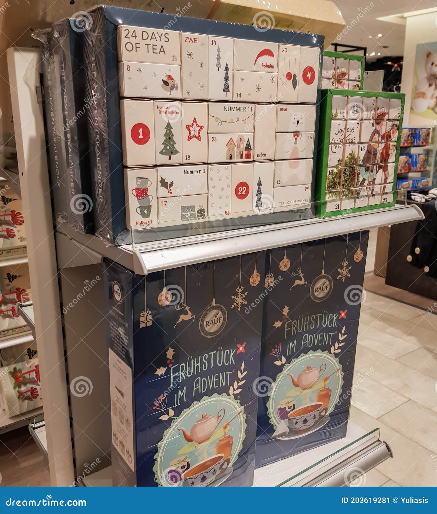 Berlin, Germany, October 2019 Large Colorful Boxes of Advent Calendars