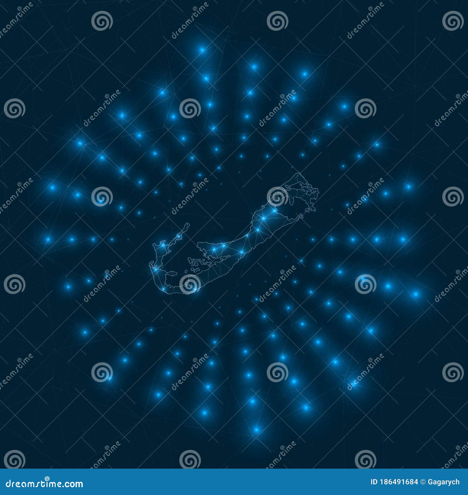 Bermuda digital map. stock vector. Illustration of electronic 186491684