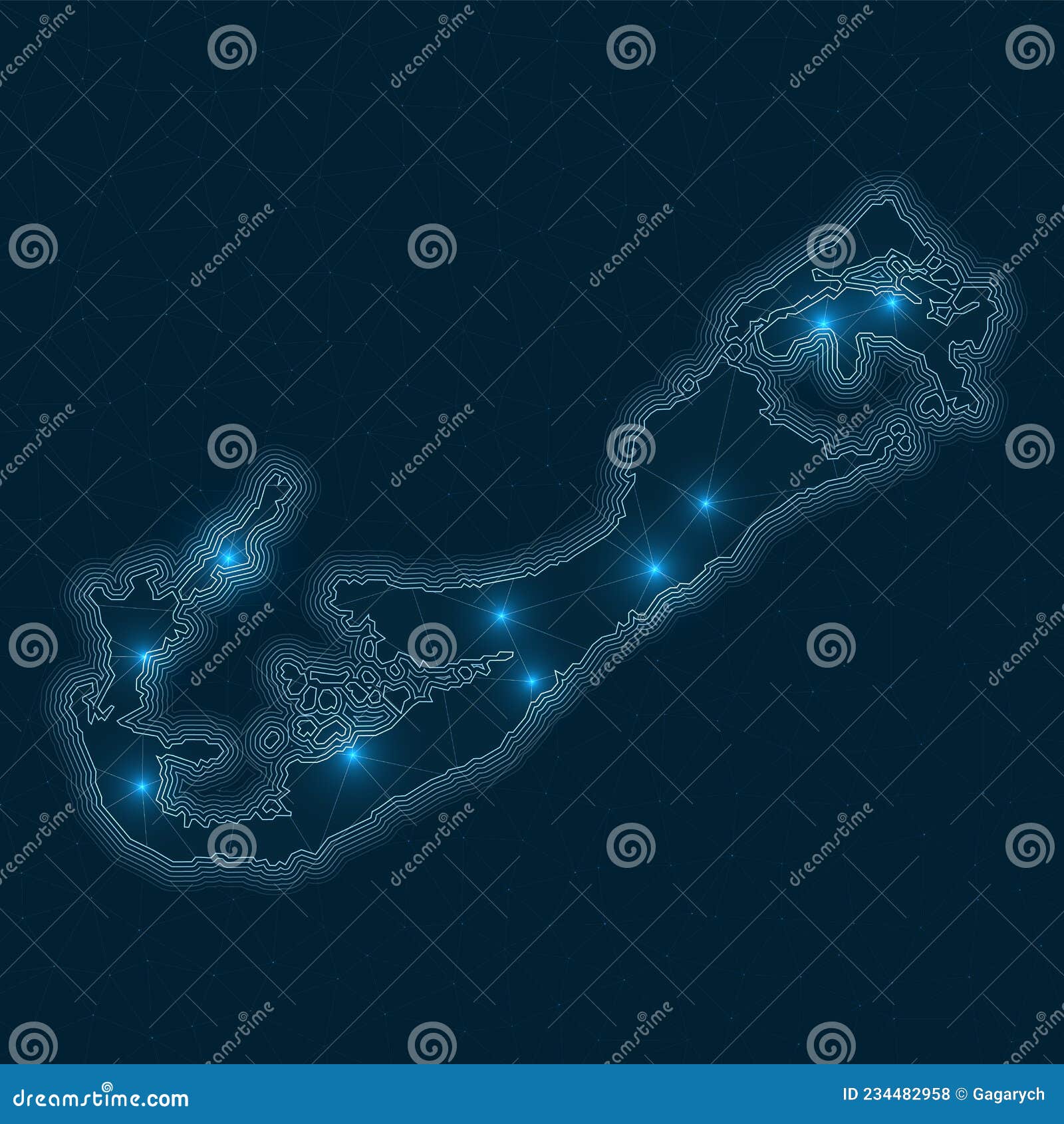 Bermuda network map. stock vector. Illustration of fractal 234482958