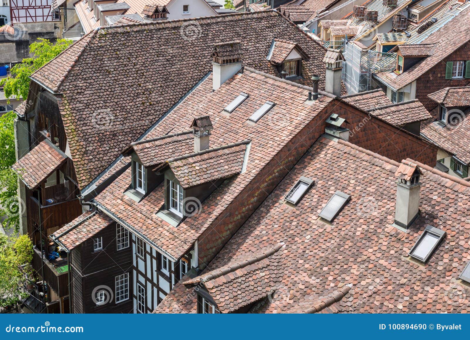 Medieval Tiled Roof. Old Tiling Texture. Editorial Image - Image of