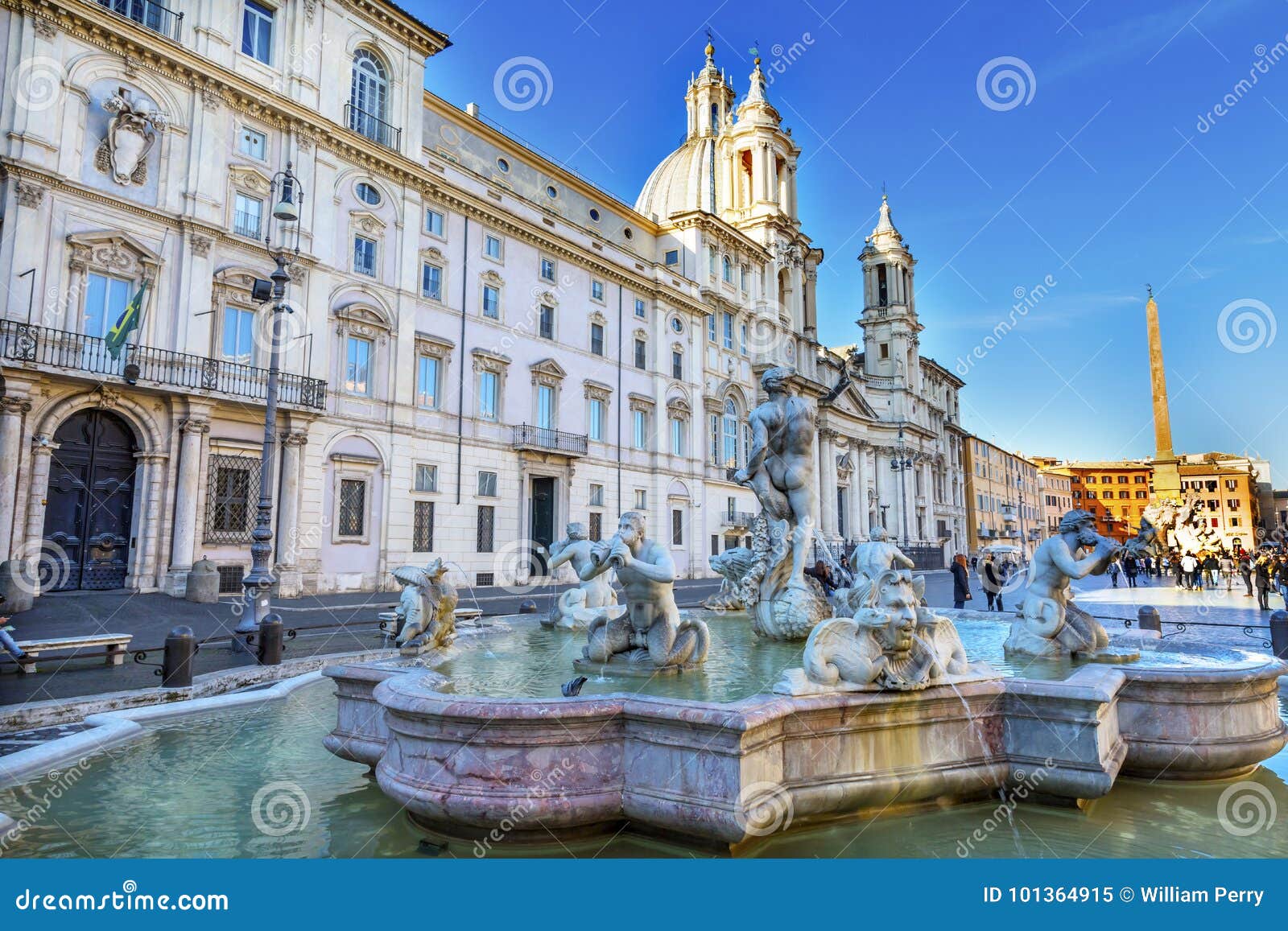 Fountain Saint Agnese in Agone Church Obelisk Piazza Navona Rome ...