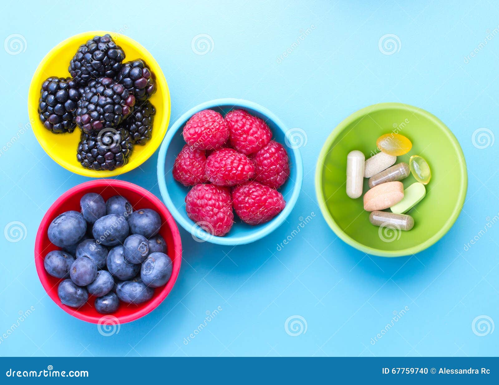 Berries in bowls stock photo. Image of extract, health 67759740