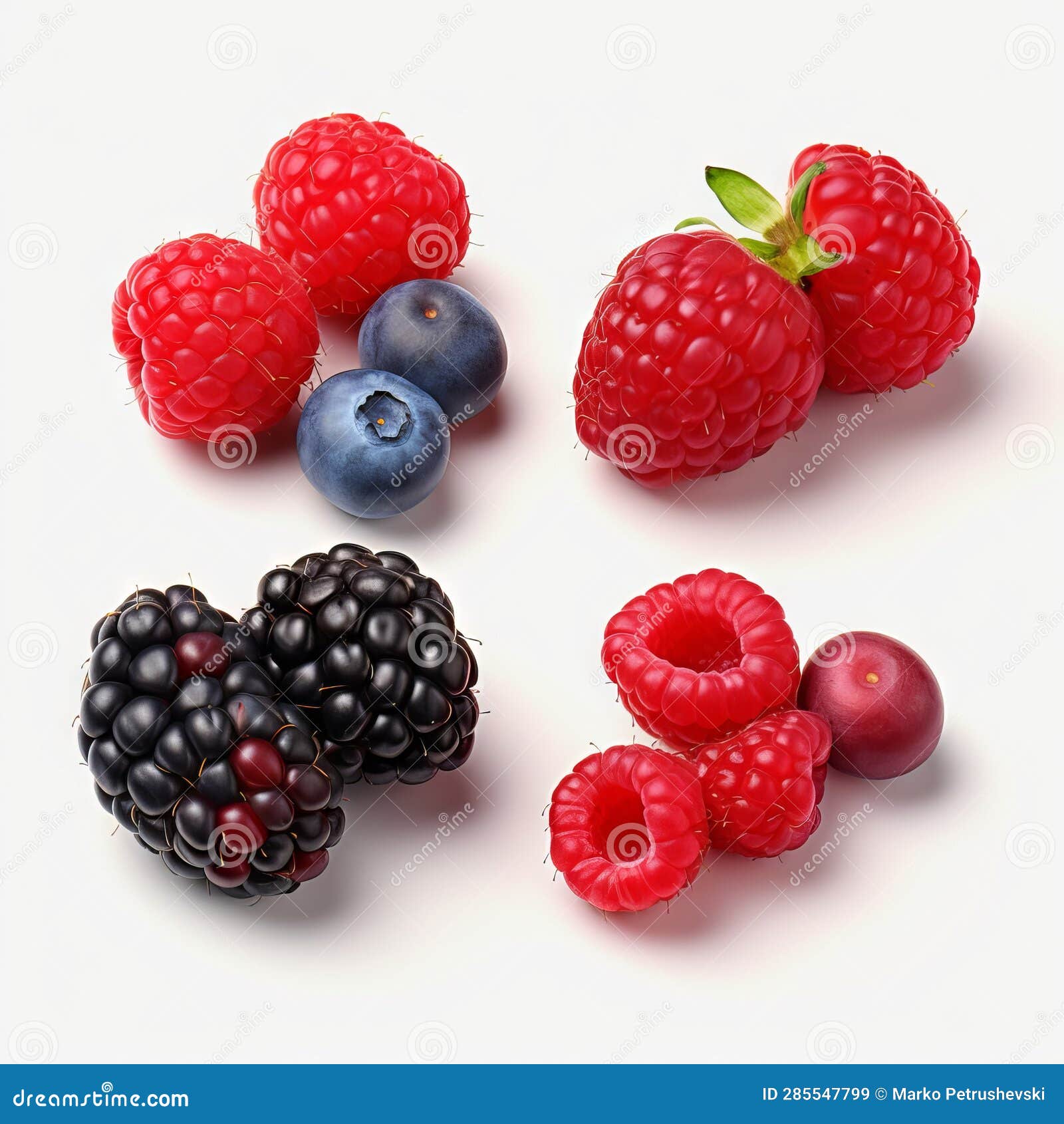 Berries Collection of Raspberry, Blueberry, Blackberry, Cherry Isolated