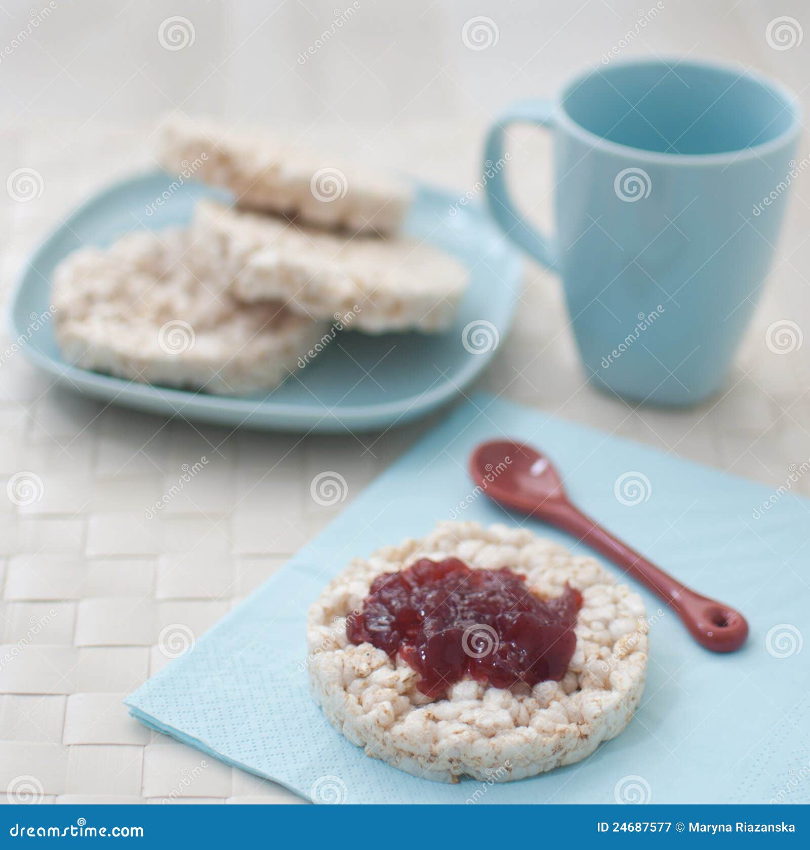 Berries Jam on the Rice Cake Stock Image Image of healthy, crunchy