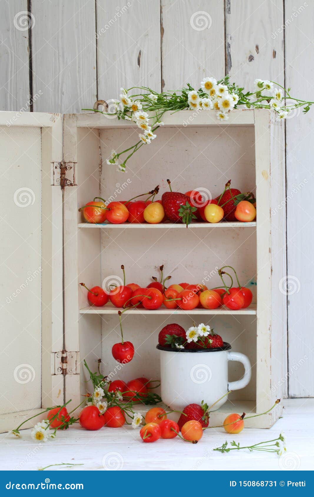 Berries in the Kitchen on a White Table Stock Image Image of color