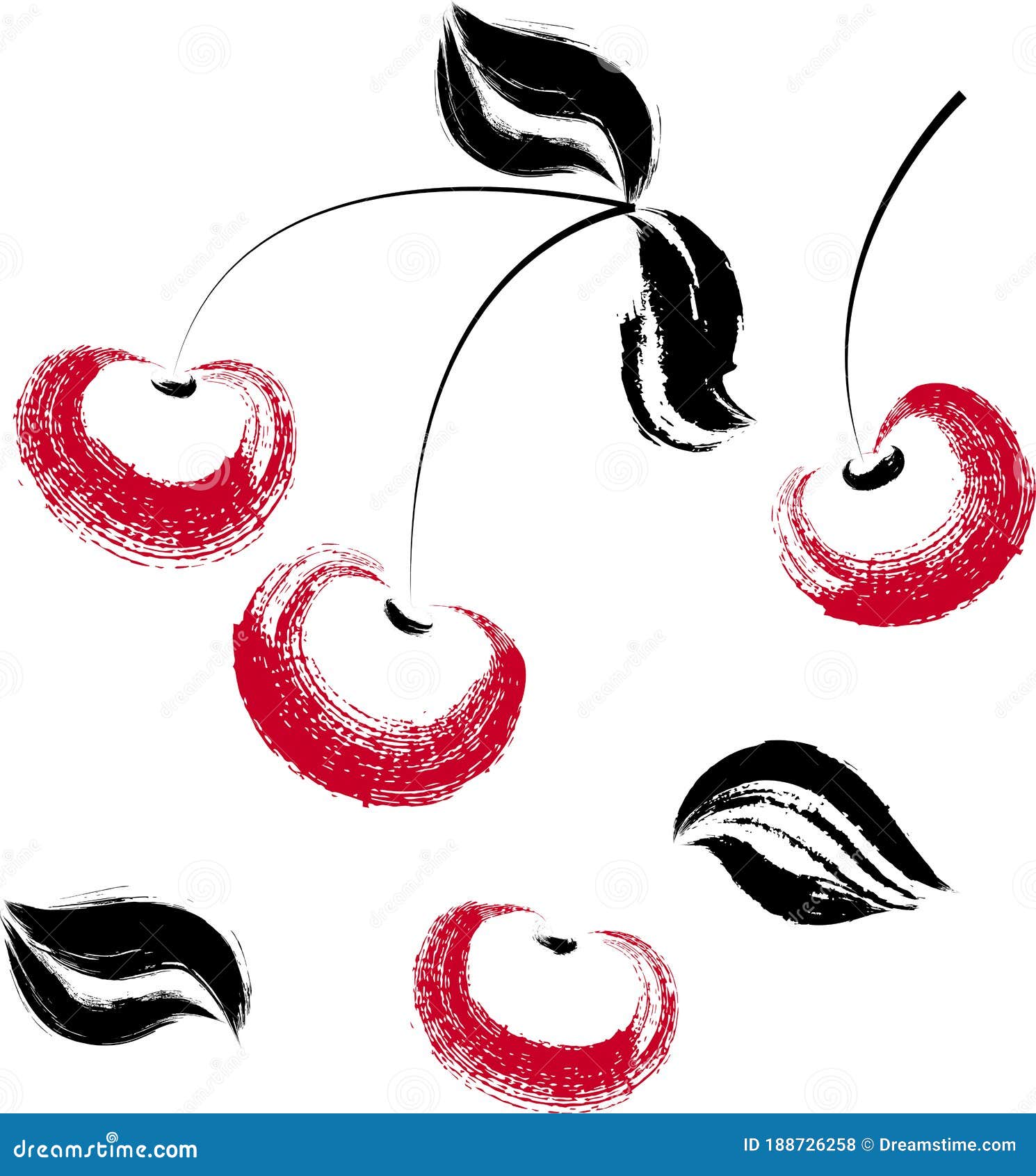 Berry Cherry Brushes Vector Image Stock Vector Illustration of vector, graphic 188726258