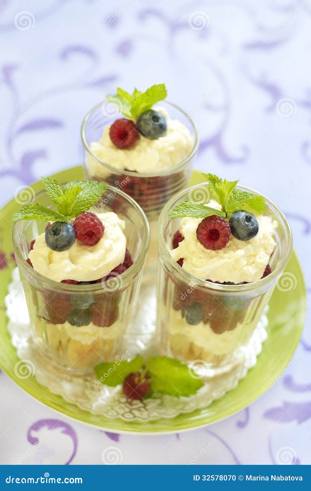 Berry Dessert with Mascarpone and Biscuit Stock Photo Image of