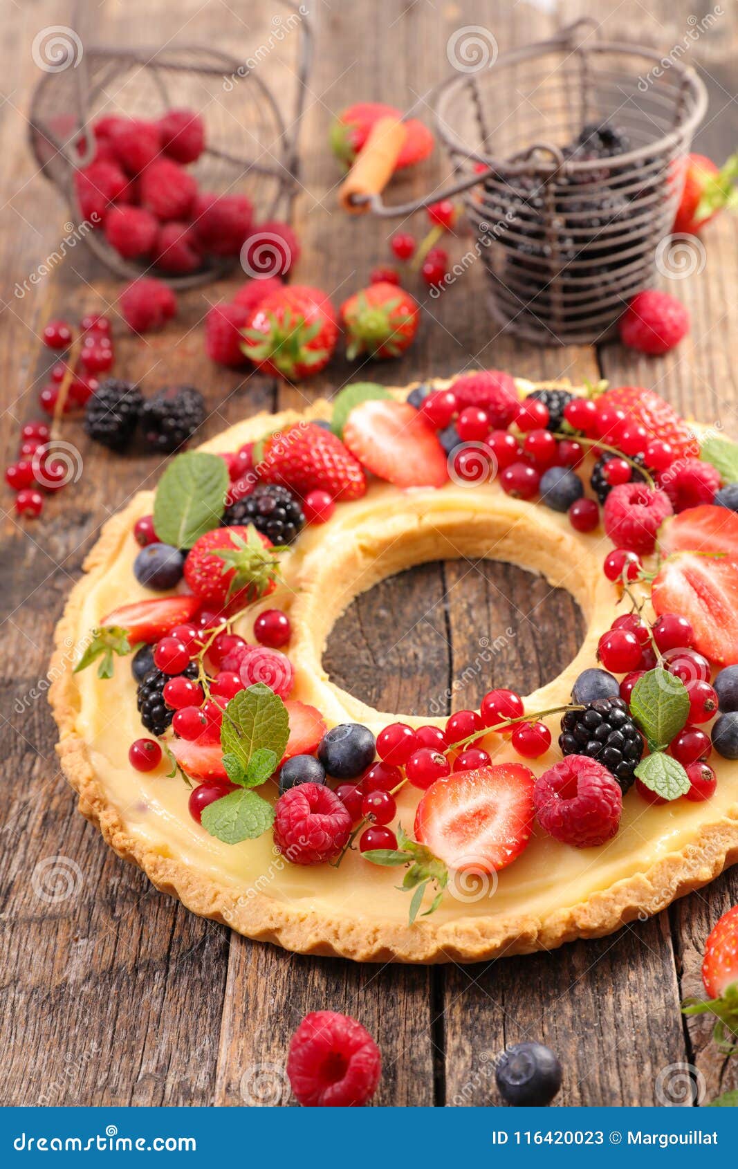 Berry fruit pie stock image. Image of cream, dessert 116420023