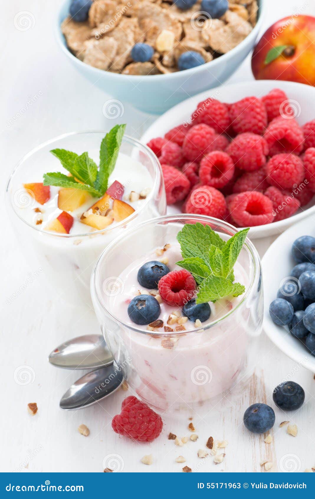 Berry and Fruit Yoghurt for Breakfast, Closeup, Vertical Stock Image Image of dessert, eating