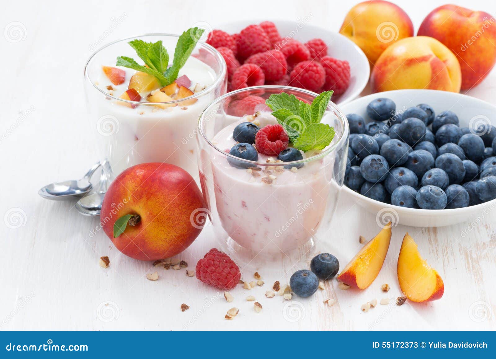 Berry and Fruit Yoghurt and Fresh Ingredients Stock Image Image of