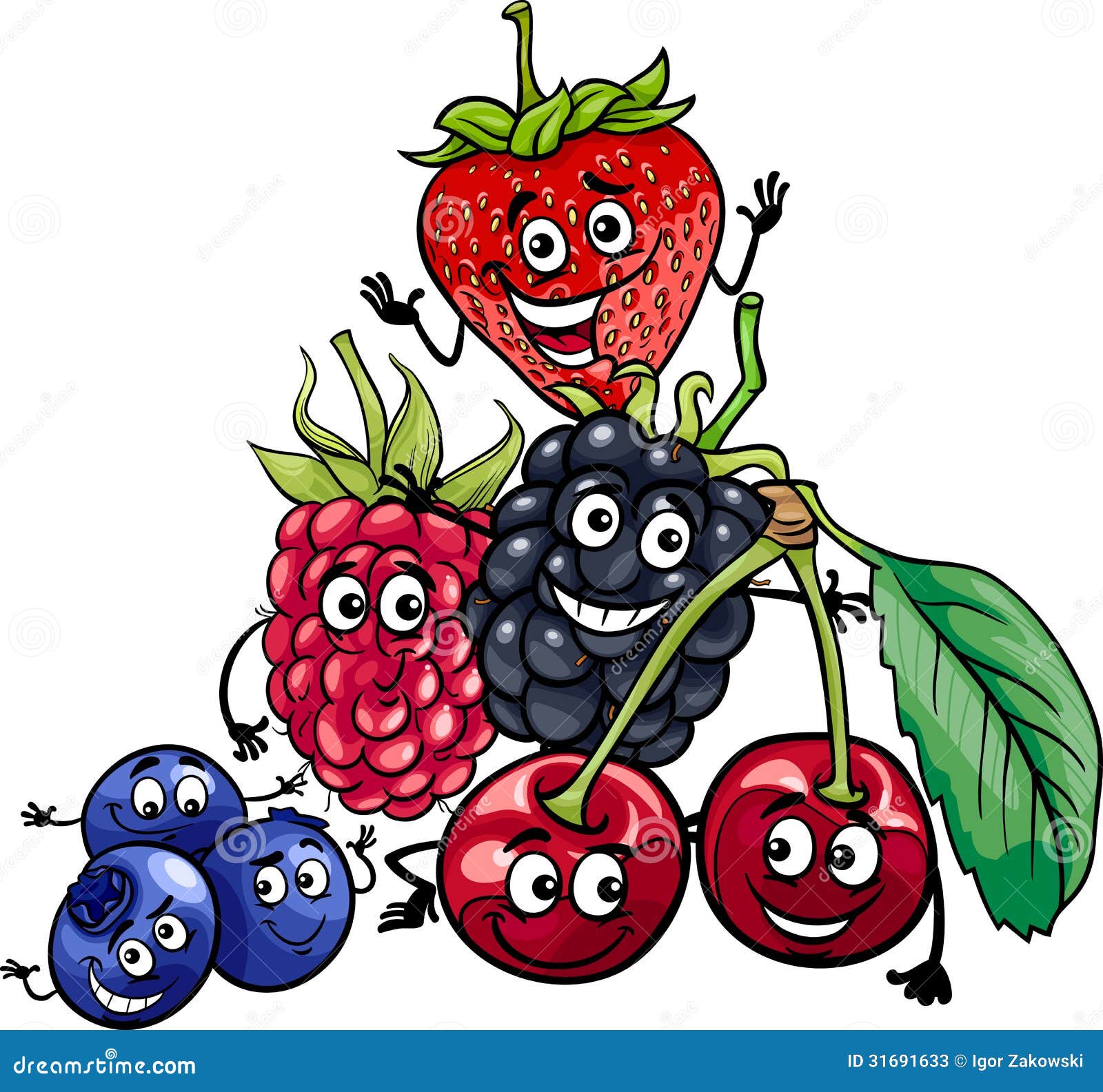 berry fruits group cartoon 