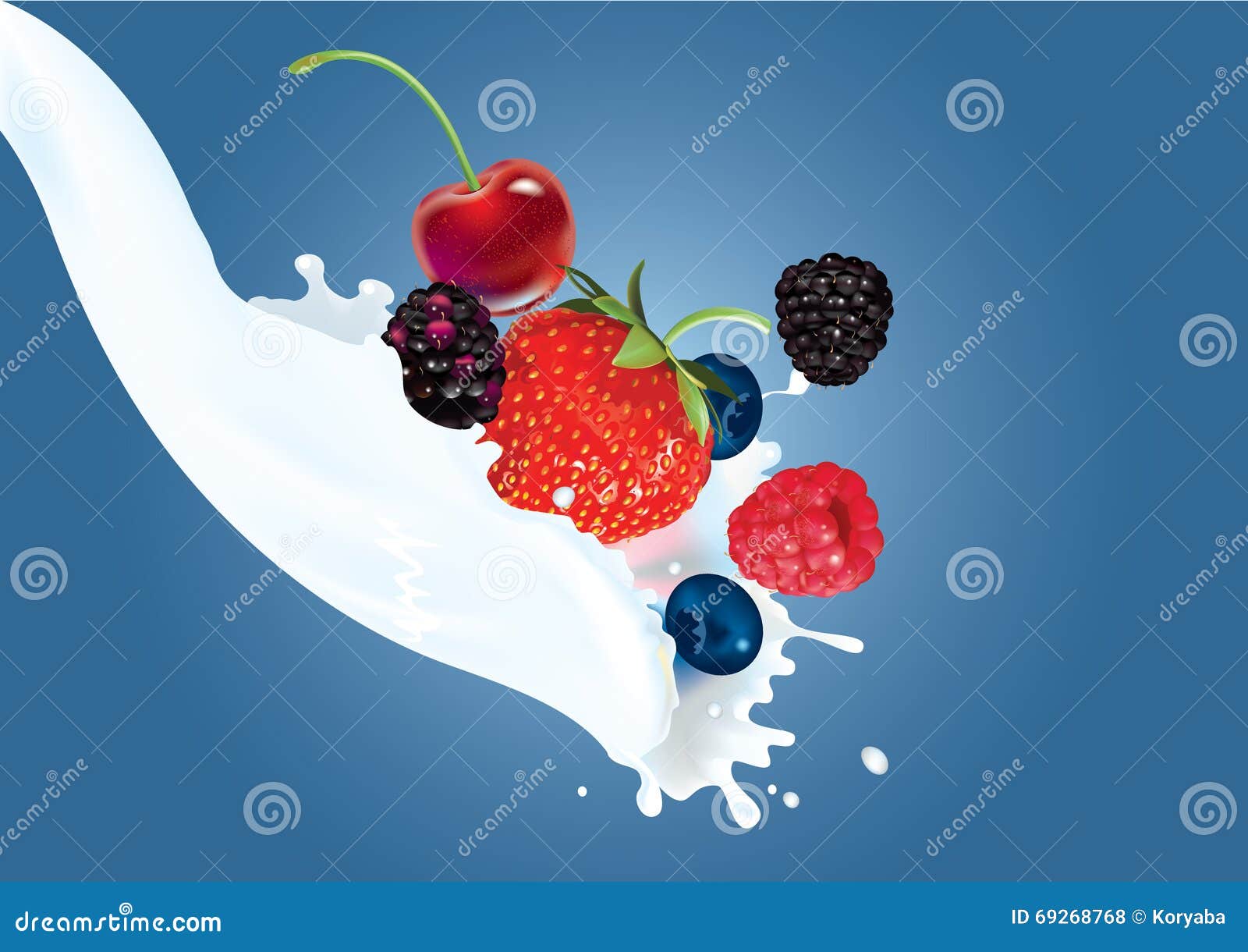 Berry mix cream splash stock vector. Illustration of gourmet 69268768