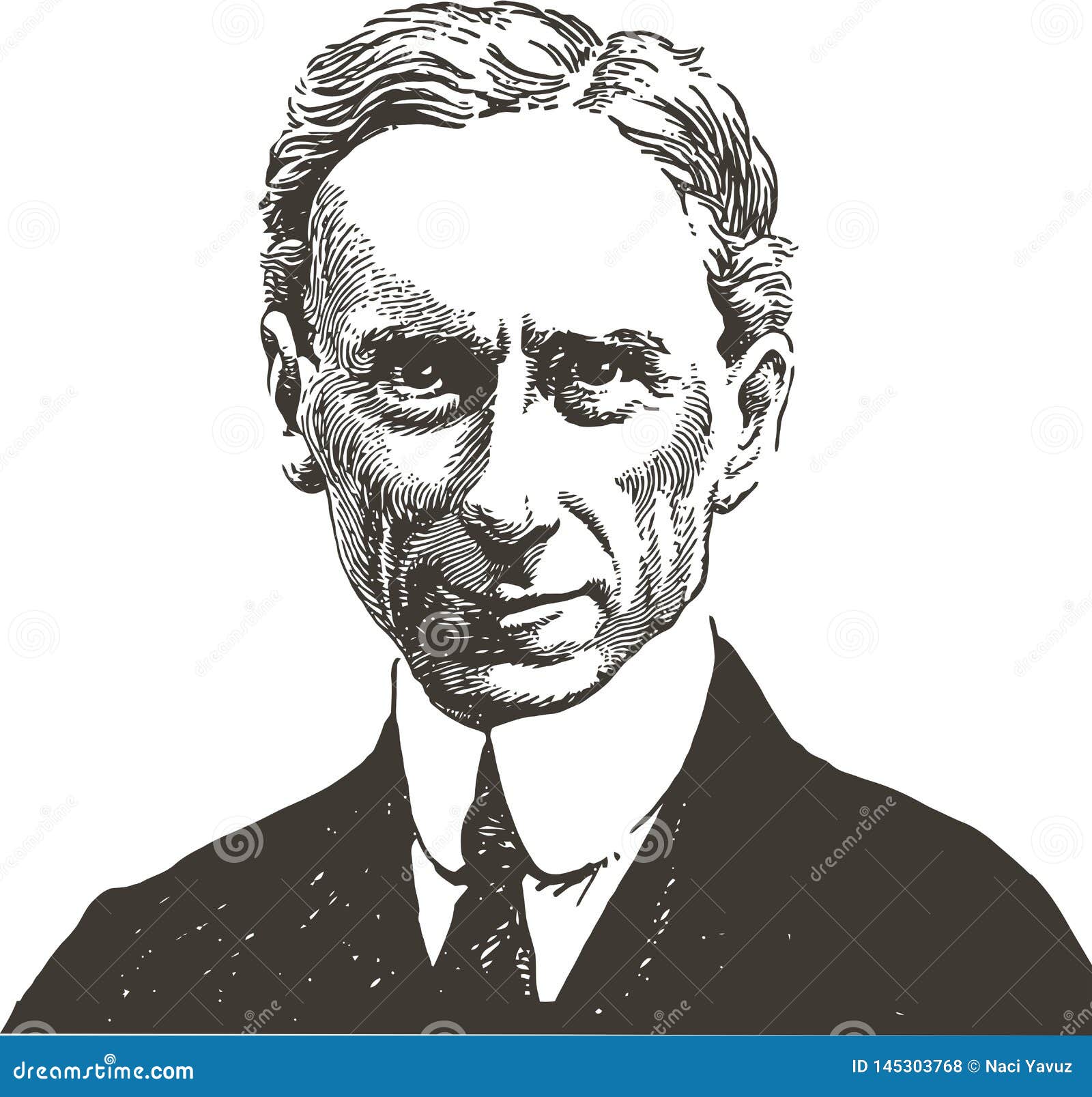 Bertrand Russell Portrait in Line Art Illustration Editorial Stock 