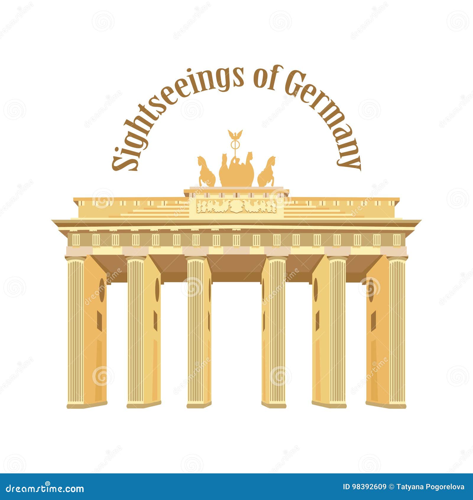 Besichtigungen Von Deutschland Brandenburger Tor Auf Weiss Lokalisiertem Hintergrund Vektor Stock Abbildung Illustration Von Deutschland Vektor