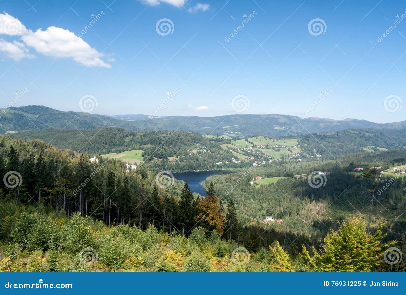 beskid slaski mountains panorama with jezioro czernianskie