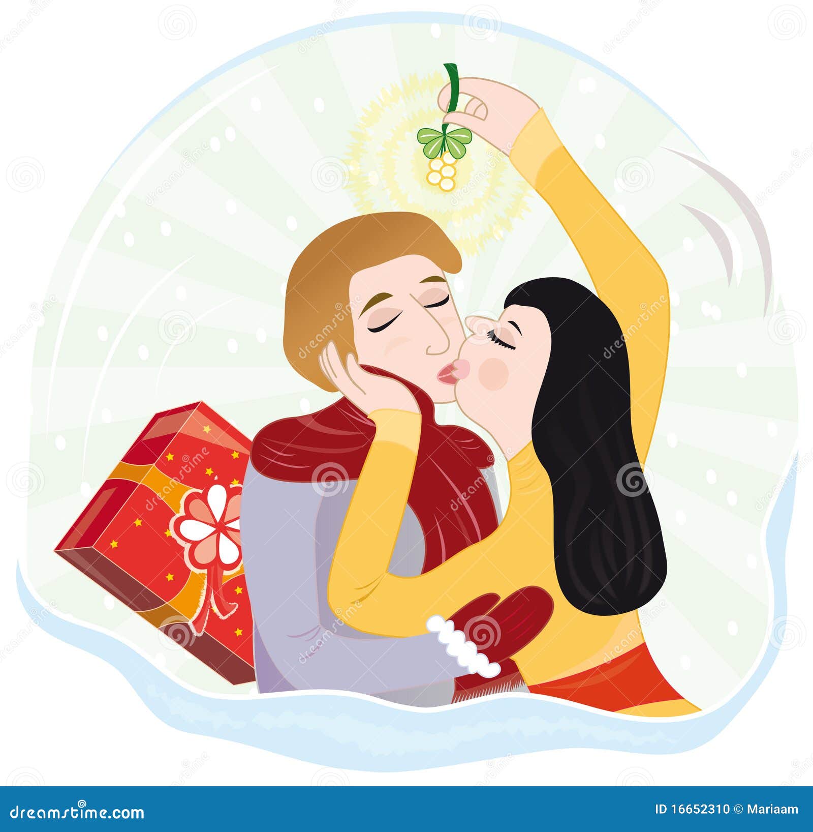 Beso bajo el muérdago stock de ilustración. Ilustración de feliz - 16652310, image size:1600x1636