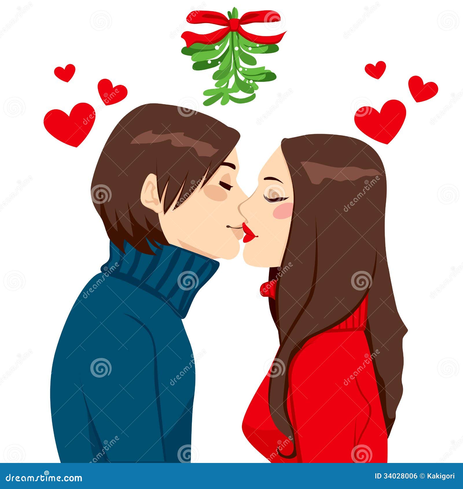 Beso de Muérdago Navideño ilustración del vector. Ilustración de historieta  - 34028006, image size:1600x1690