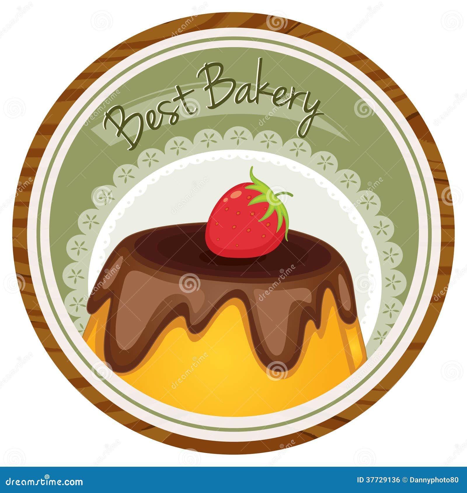 A Best Bakery Label with a Cake and a Strawberry Stock Vector