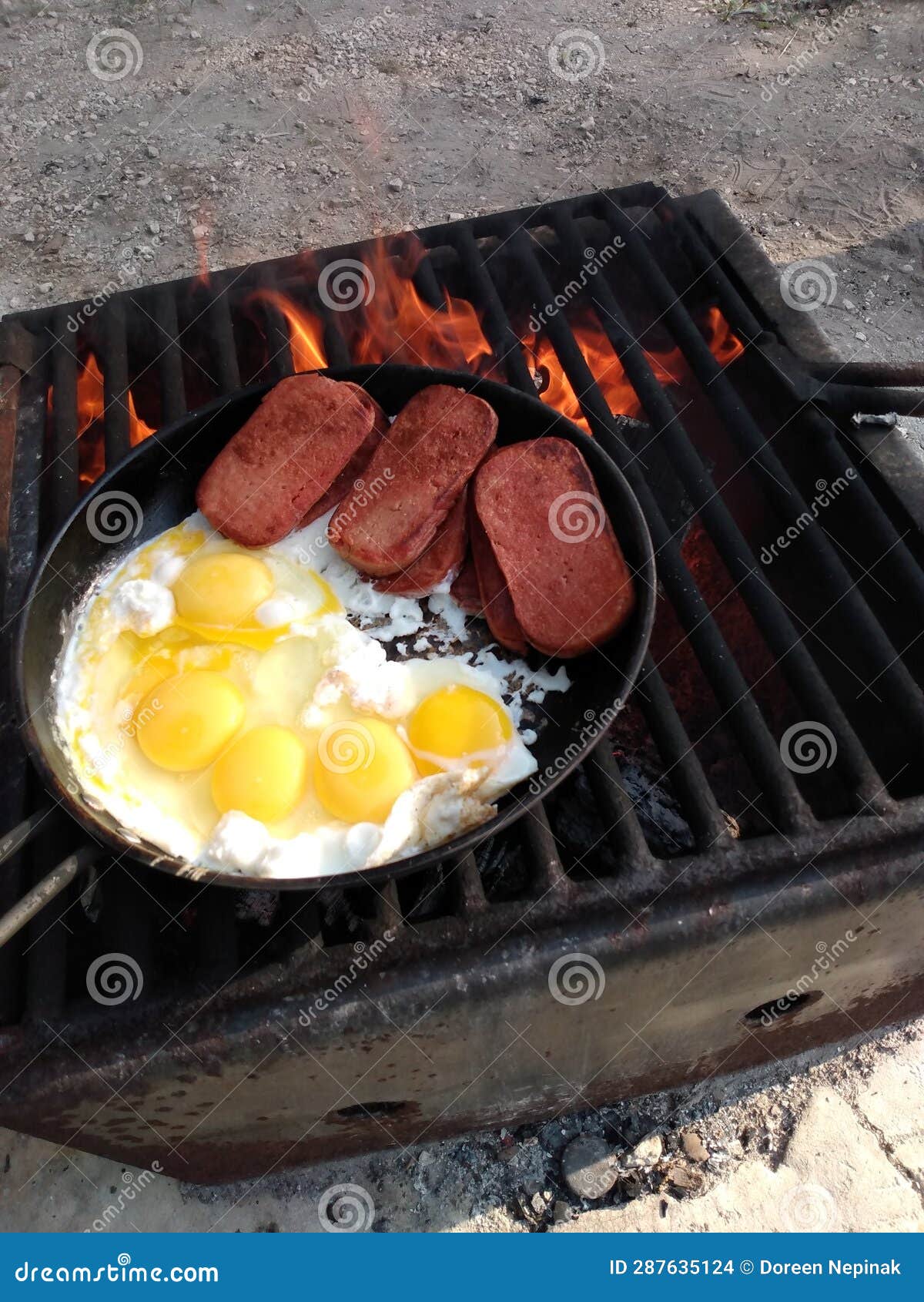 Best Camping Breakfast Eggs and Klick.. Stock Photo Image of eggs