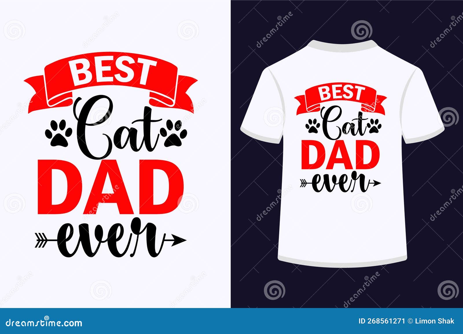 Best Cat Dad Ever Typography Tshirt Design. Stock Illustration