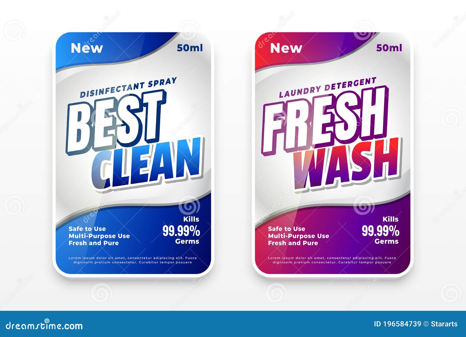 Best Clean and Fresh Wash Laundry Detergent Labels Stock Vector Illustration of powder