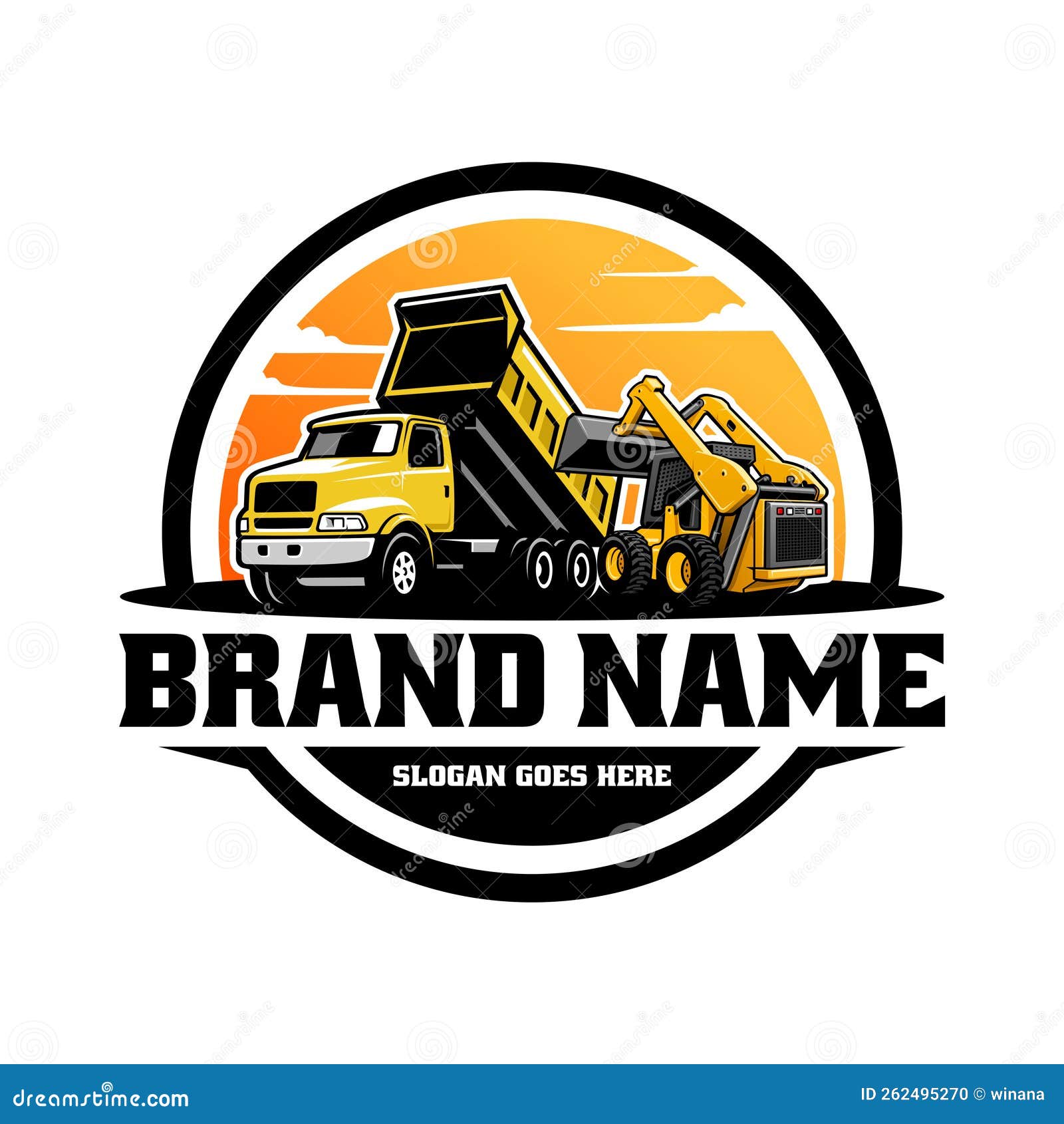 skid steer and dump truck logo 