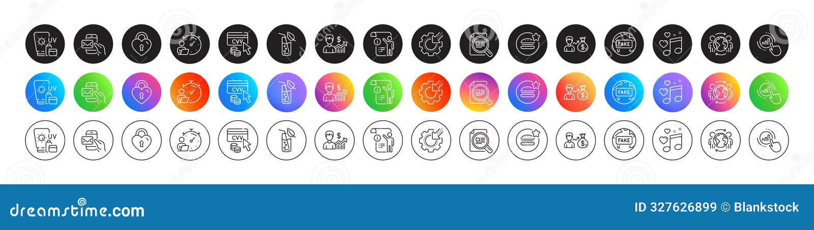 best food, seo gear and global business line icons. for web app, printing. round icon buttons. 