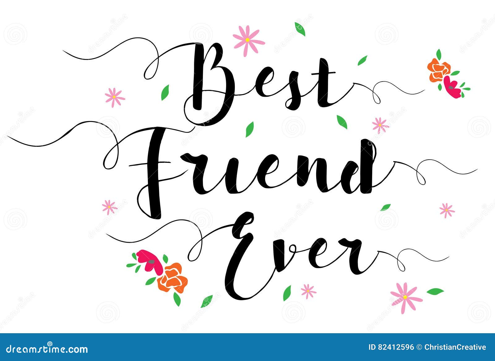Download Best Friend Ever Flower Card Stock Vector - Illustration ...