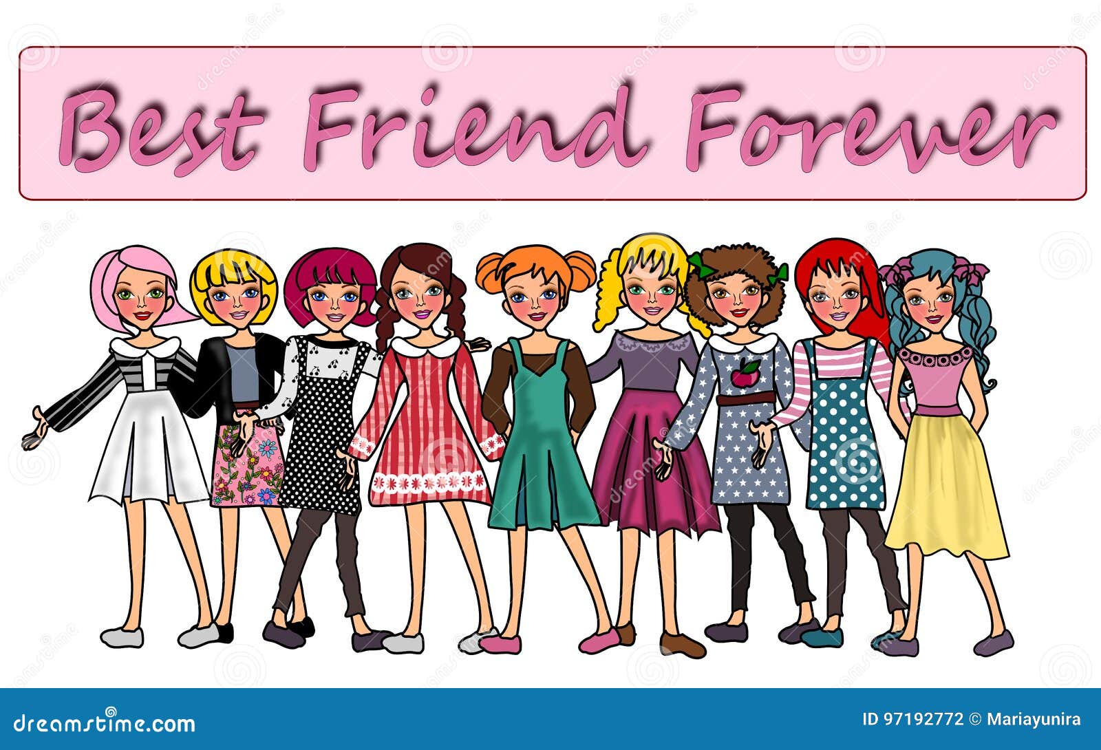 Best friend Forever stock illustration. Illustration of doodles - 97192772