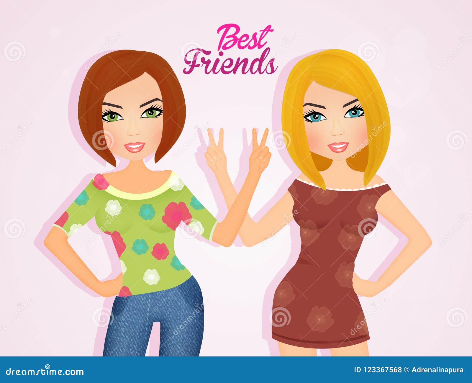 Best friend girls stock illustration. Illustration of forever - 123367568
