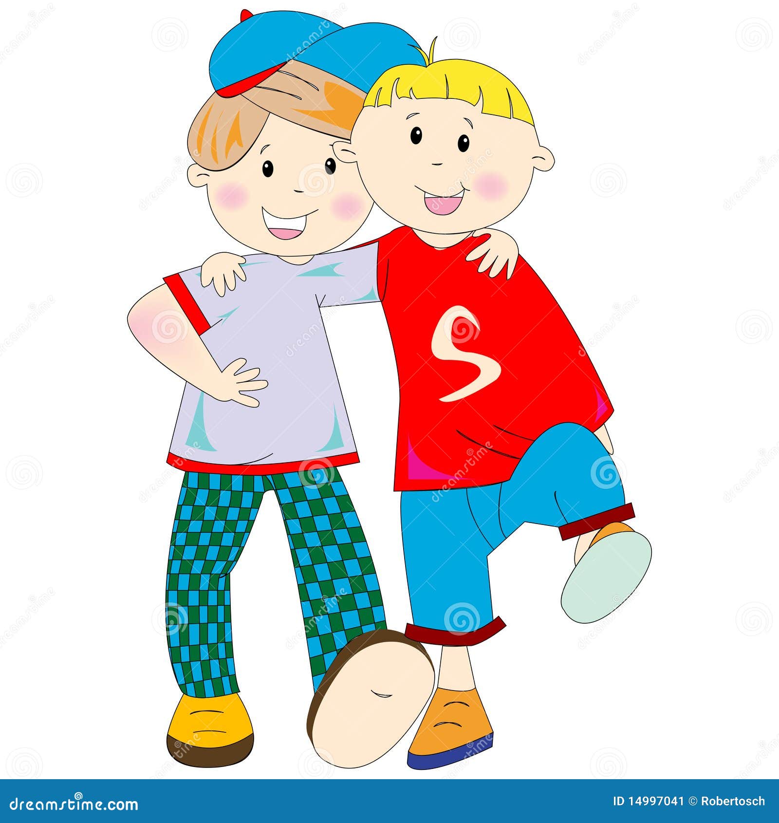 Best friends cartoon stock vector. Image of active, jumping - 14997041