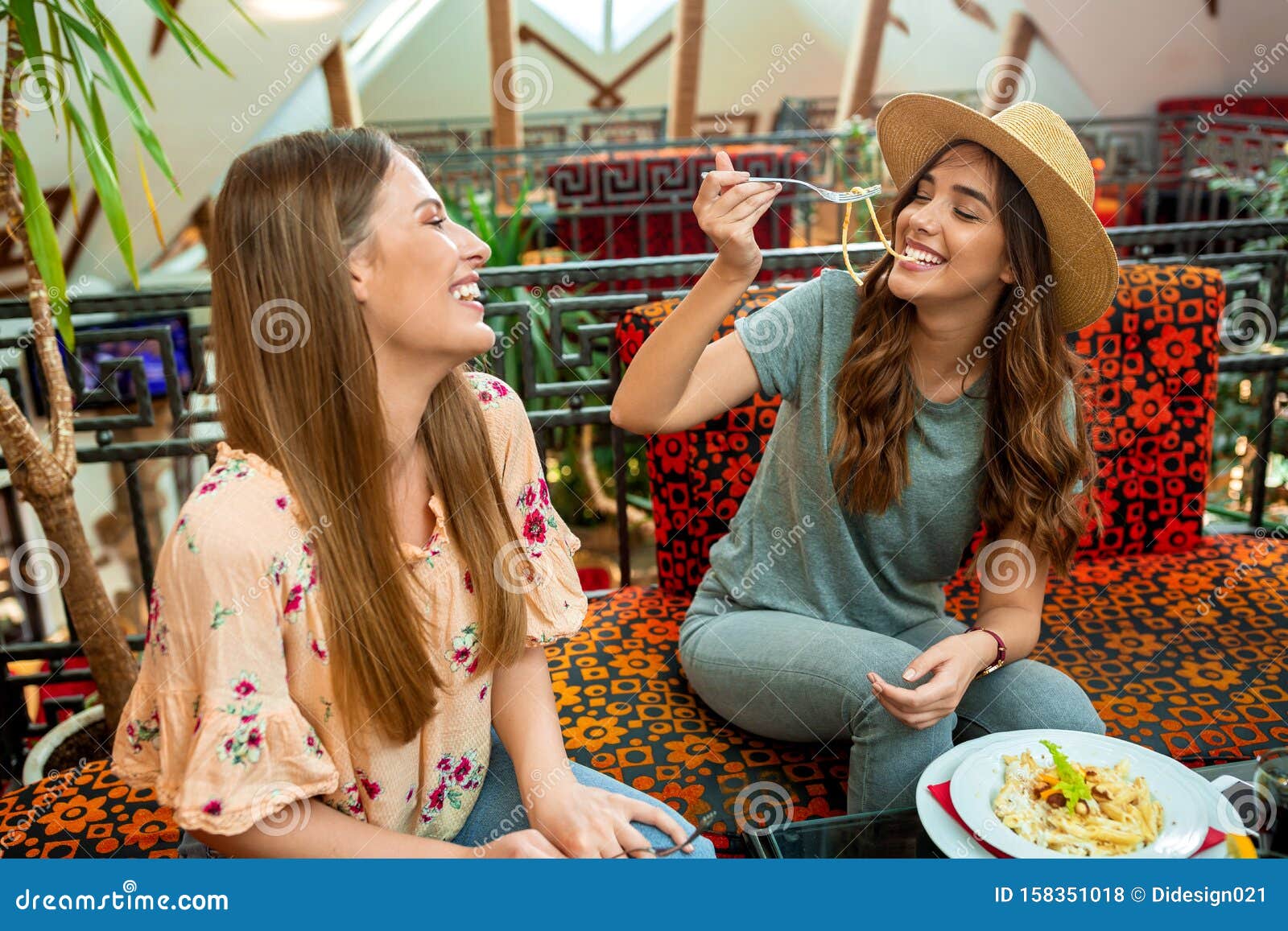 Best Friends Dining Together and Chatting Stock Photo Image of model, 158351018