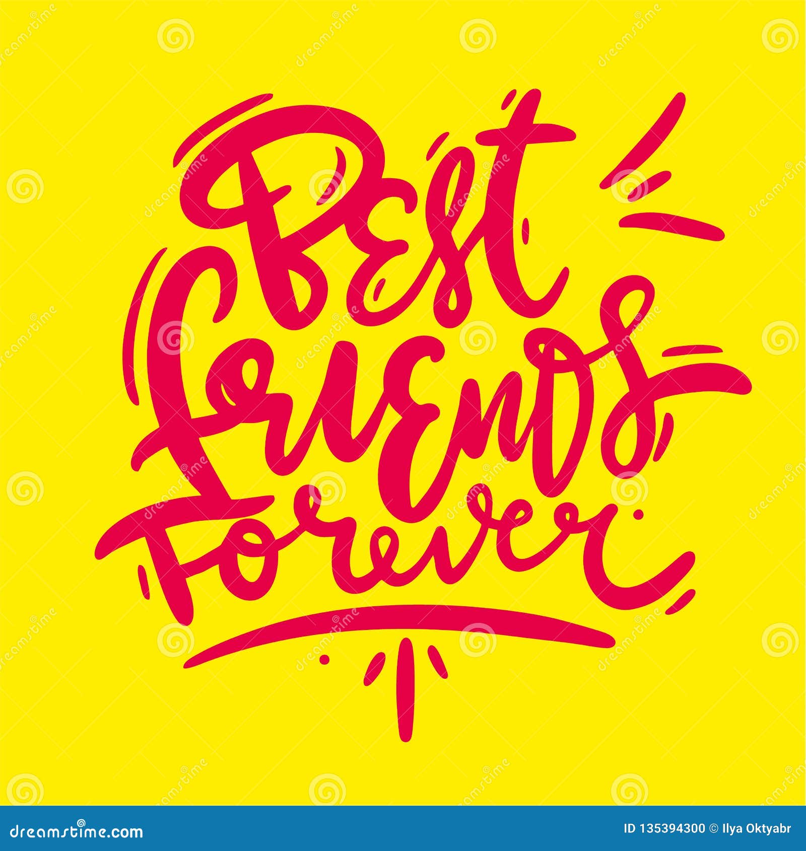 Best Friends Forever. Hand Drawn Vector Lettering Isolated on Yellow  Background Stock Illustration - Illustration of happiness, poster: 135394300