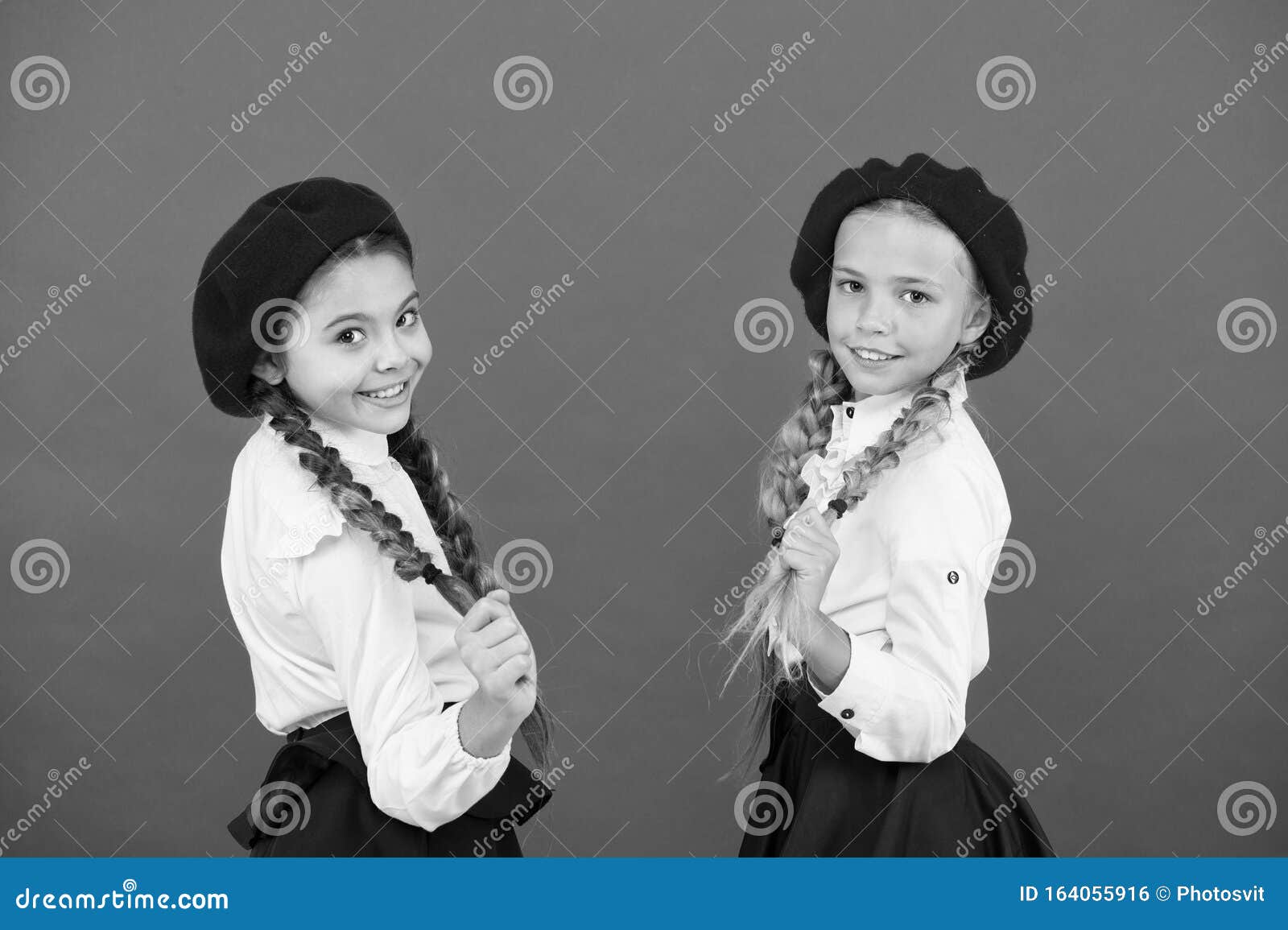 Best Friends. Schoolgirls Wear Formal School Uniform. Children ...