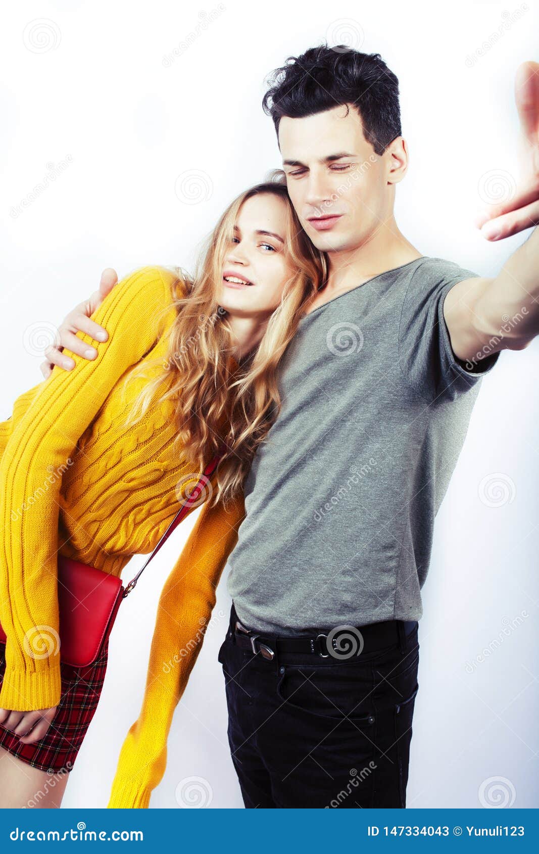 Best Friends Teenage Couple Girl And Boy Together Having Fun Posing Emotional On White Background Couple Happy Smiling Stock Image Image Of Posing Happy